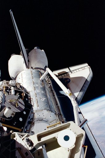 U.S. Laboratory / Destiny Module grappled in Atlantis' PLB