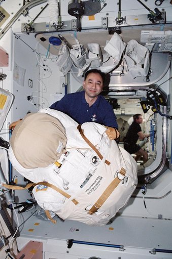 Polansky with EMU stowage bag