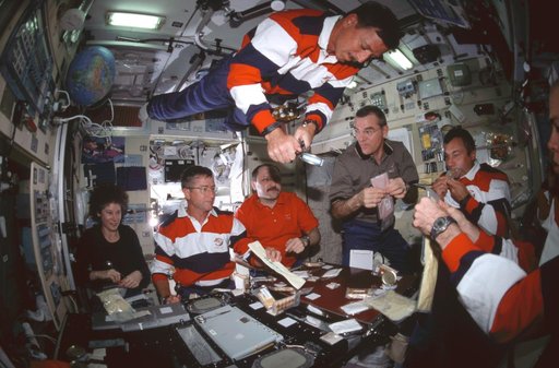 Meal time in ISS Service Module/Zvezda