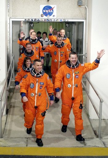 STS-109 crew walkout to van
