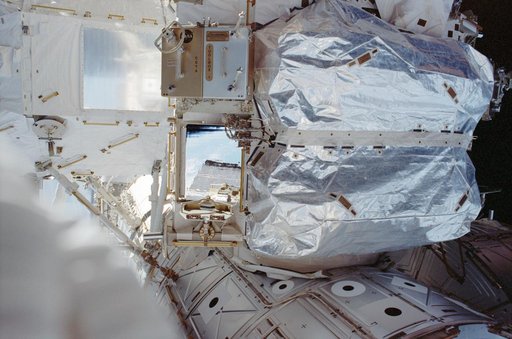 View of the MLI on the CMG on the Z1 truss taken during STS-111 UF-2 EVA 1