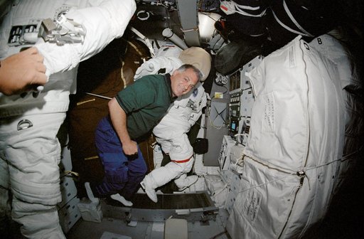 Fish-eye view of MS Wolf on middeck