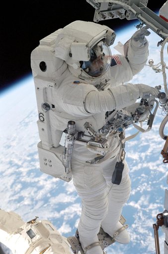 EVA 2 - MS Sellers on SSRMS near Destiny laboratory