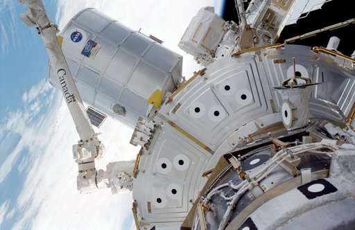 Forward side of MPLM during EVA 1