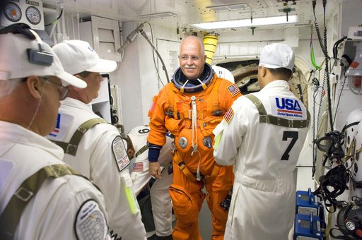 STS-119 Astronaut White Room Launch Prep