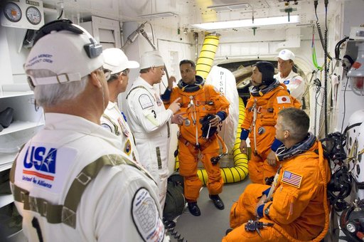STS-119 Astronaut White Room Launch Prep
