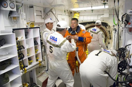 STS-119 Astronaut White Room Launch Prep