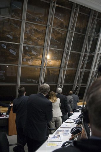 Personnel in LCC watch STS-130 Launch