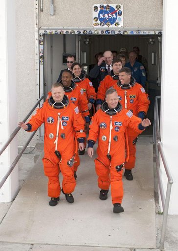 STS-133 crew walkout from O&C