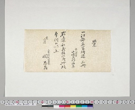 [Materials Related to Onuma Chikuzan and Tsururin] [66] Request for Printing by Seki Setsu (2nd Month, 4th Year of Kaei)