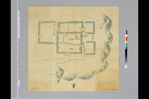 [Pictures of Ancient Japanese Castles] [Volume 5, Tokaido Section (4)] 65 Illustrated Map of the Ancient Castle of Shingen in Fuchu, Kai Province