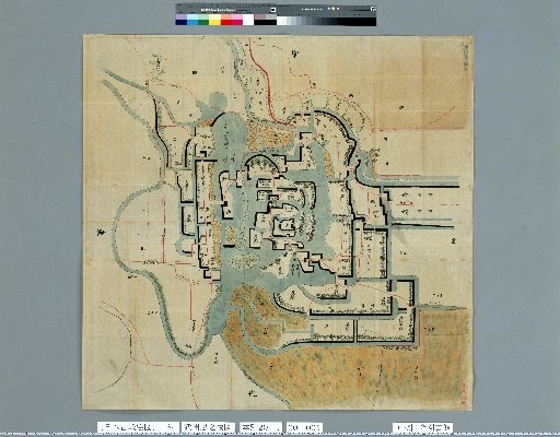 [Pictures of Ancient Japanese Castles] [Volume 6, Tokaido Section (5)] 84 Map of the Castle of Oshi in Musashi Province