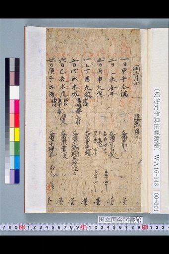 [Fragment of the Mingde Year 1 Calendar]