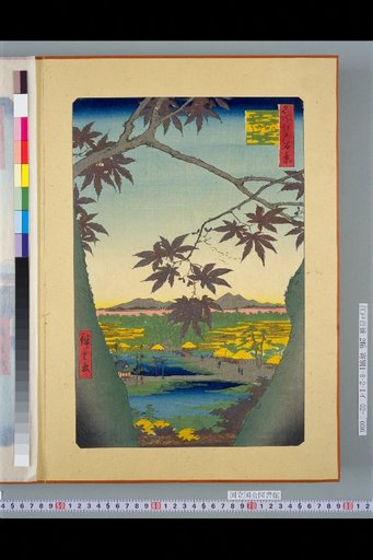 One Hundred Famous Views of Edo: Autumn Leaves at Mana, Teguna Shrine, Tsugibashi Bridge