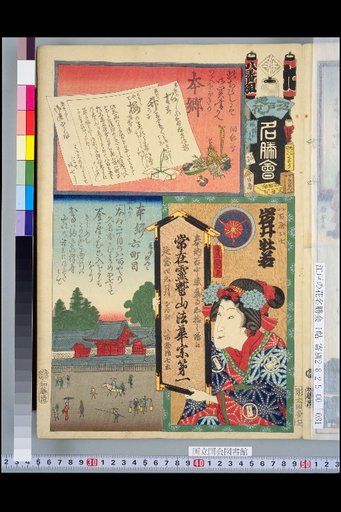 Edo Flower Famous Places Assembly, No. 8 Group, Iwai Ayame / Sixth Block of Hongo / Hongo