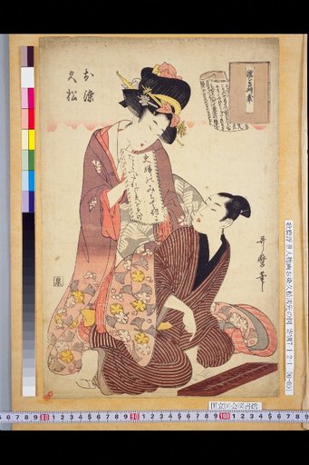 View of the Oshin Kiumatsu Shop Front by Utamaro, Ukiyo-e Figure Painting