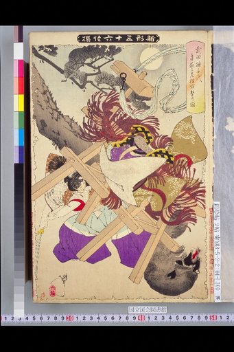 New Forms of the Thirty-Six Ghost Tales: Takeda Masuchiyoda Strikes an Old Tanuki on a Moonlit Night