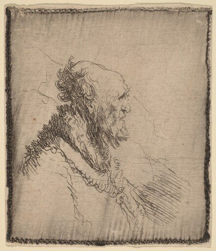Bald Old Man with a Short Beard in Profile