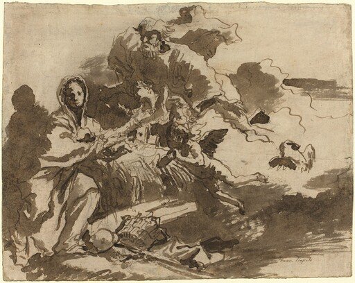 God the Father and Angels Adoring the Madonna and Child [recto]