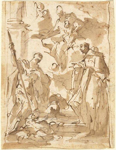 The Madonna and Child in Glory with Saint Theodore and a Monastic Saint