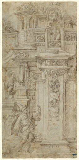 Two Kings and a Woman Leaving an Elaborate Palace