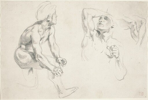 Male Nude Posing for Figures in the "Frise de la Guerre"