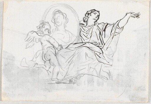 Woman and Putto with a Memorial Portrait