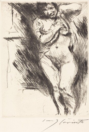 Akt mit hochgehobenem Hemd (Woman Undressing)