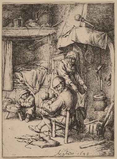 Peasant Family in an Interior wtih the Father Feeding a Child