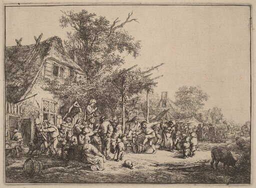 Village Kermesse with Peasants Feasting Under a Pergola