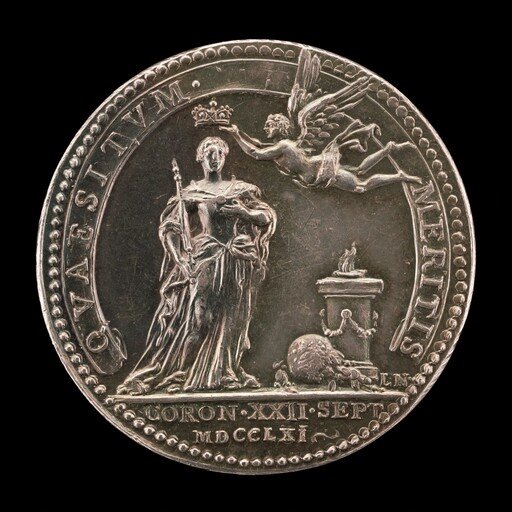Fame Crowning the Queen before an Altar [reverse]
