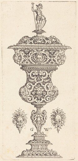 Goblet with lid surmounted by a Roman soldier
