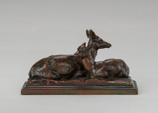 Reclining Doe and Deer