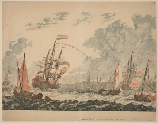 Amsterdam, Ships at the IJ on Choppy Water