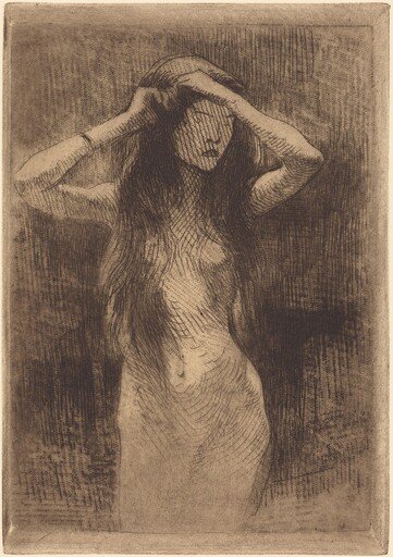 Nude Girl Combing Her Hair