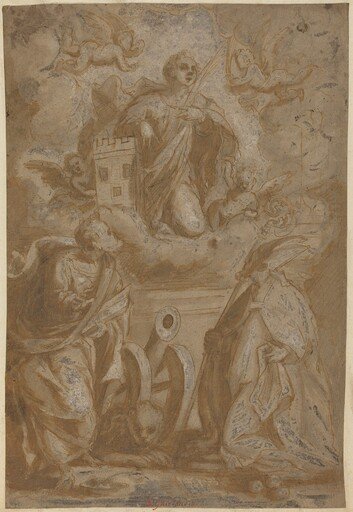 Saint Barbara in Glory with Saints Nicholas and Jerome