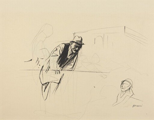 a) Negotiations at the Trianon Palace, Versailles (recto); b) Study for Negotiations at the Trianon Palace, Versailles (verso)