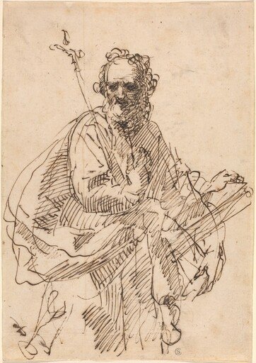 A Standing Saint with a Crucifix and a Book