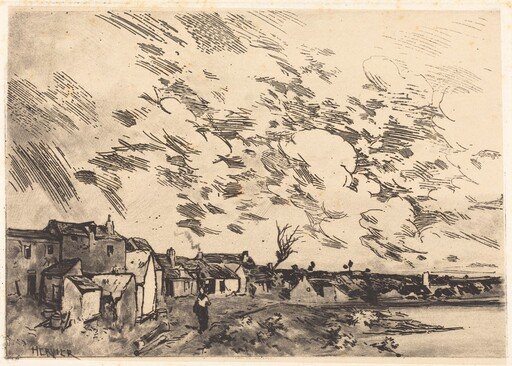 Village sur le bord d'une Riviere