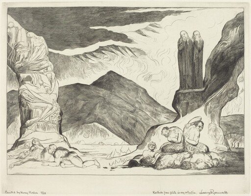 The Circle of the Falsifiers; Dante and Virgil Covering their Noses because of the stench