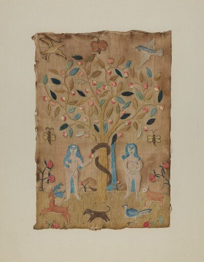 Adam & Eve Embroidered Picture