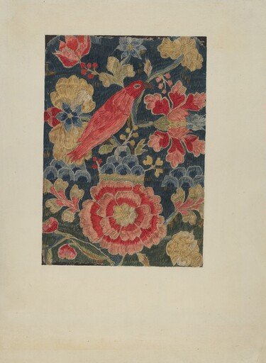 Crewel Embroidered Panel