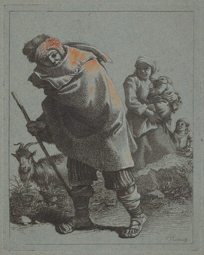 Shepherd with Walking Stick and a Peasant Woman with Child
