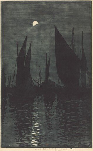 Moonlight in the Harbor at Dieppe