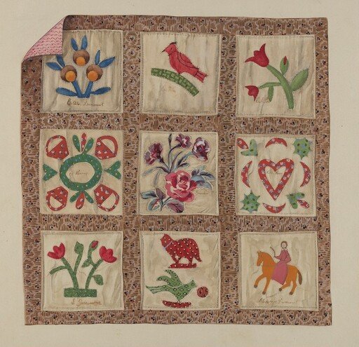 Doll Bed Applique Patchwork Quilt