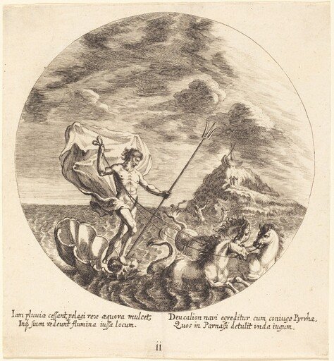 Deucalion and Pyrrha Land on Parnassus