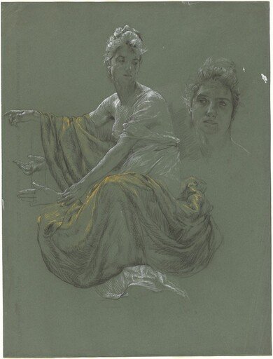 Elegant Young Woman in Classical Drapery
