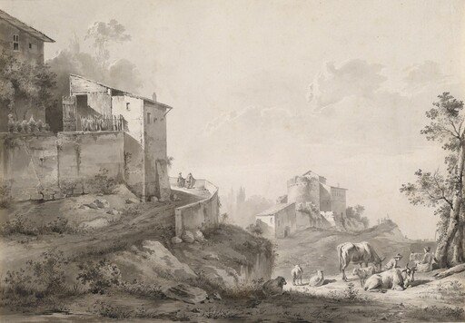 A Sunlit Landscape with Hilltop Houses