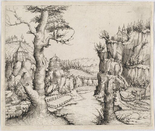 River Landscape with High Cliffs