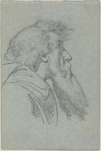 Bearded Man Looking Up / Cloaked Figure with Raised Arms